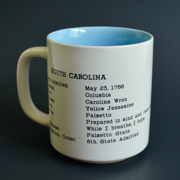 South Carolina Vintage 90s Coffee Mug White Blue Interior Ceramic - Picture 3 of 7